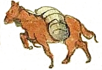 'Packhorse' detail from the 15th century Andwell Map. Reproduced with kind permission of the Warden and Fellows of Winchester College.